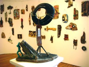 installation of small sculptures made from found objects