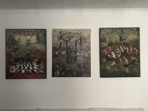 4 large paintings with colour women and children